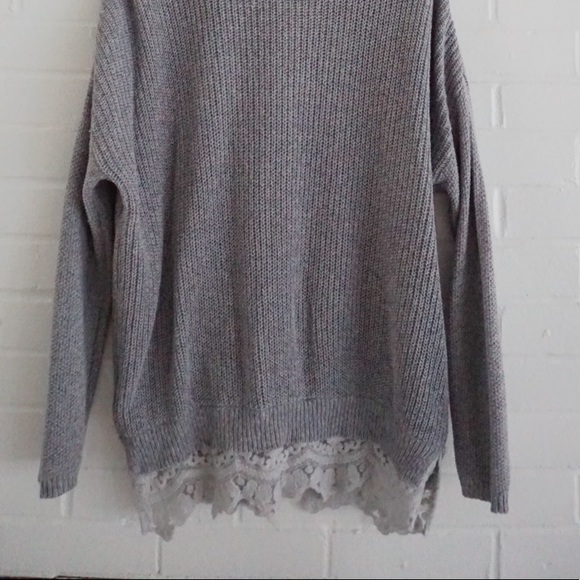 Oversized Knit Sweater with Lace detail - Picture 5 of 5